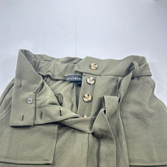 Derek Heart Women's Size Medium Pant Olive Green With Tie Belt Preowned - Picture 5 of 13